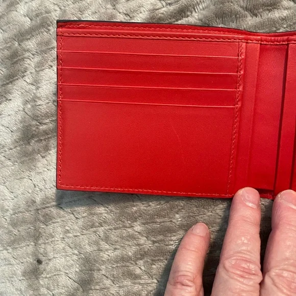 Christian Louboutin Metallic Red Studded Bifold Wallet
